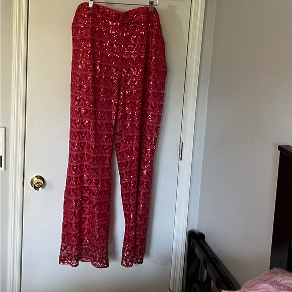 Eloquii Pink Sequin Heart Pants - Picture 2 of 4